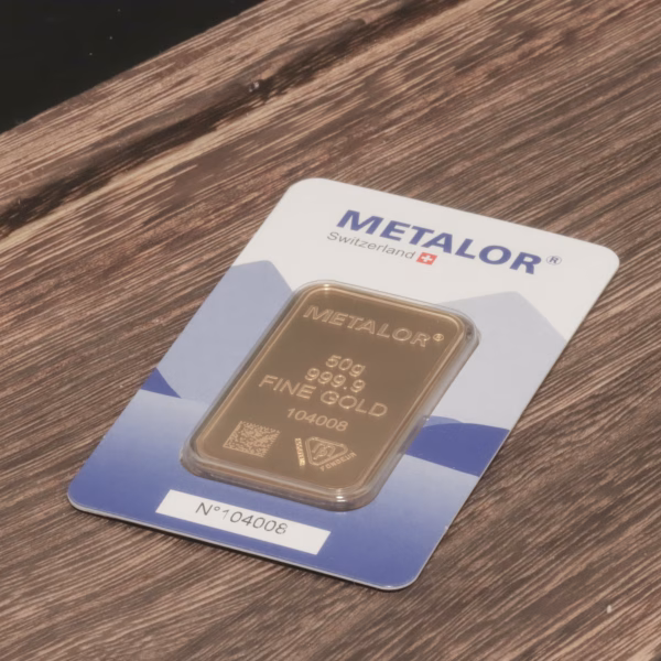 Metalor 50g guldbarre - 999,9‰