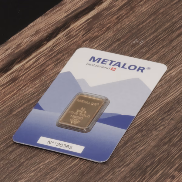 Metalor 5g guldbarre - 999,9‰