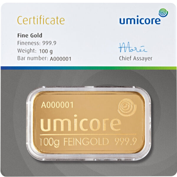Umicore guldbarre 100g