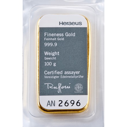 Heraeus guldbarre 100g