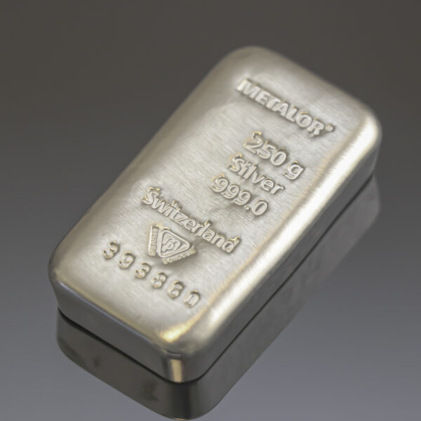 Metalor sølvbarre 250g