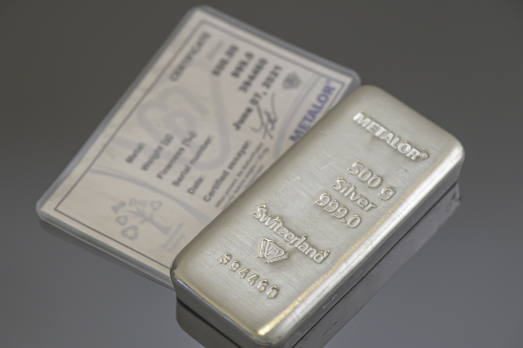 Metalor sølvbarre 500g