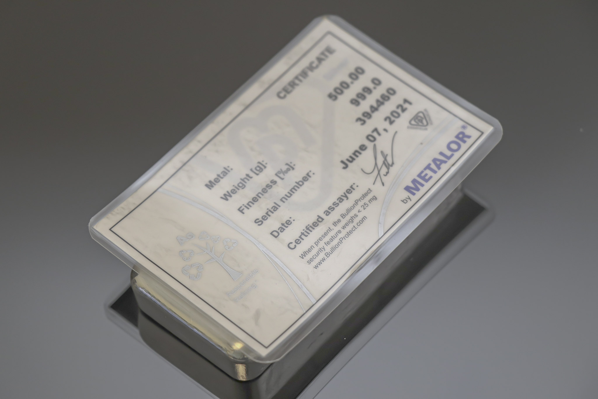 Metalor sølvbarre 500g