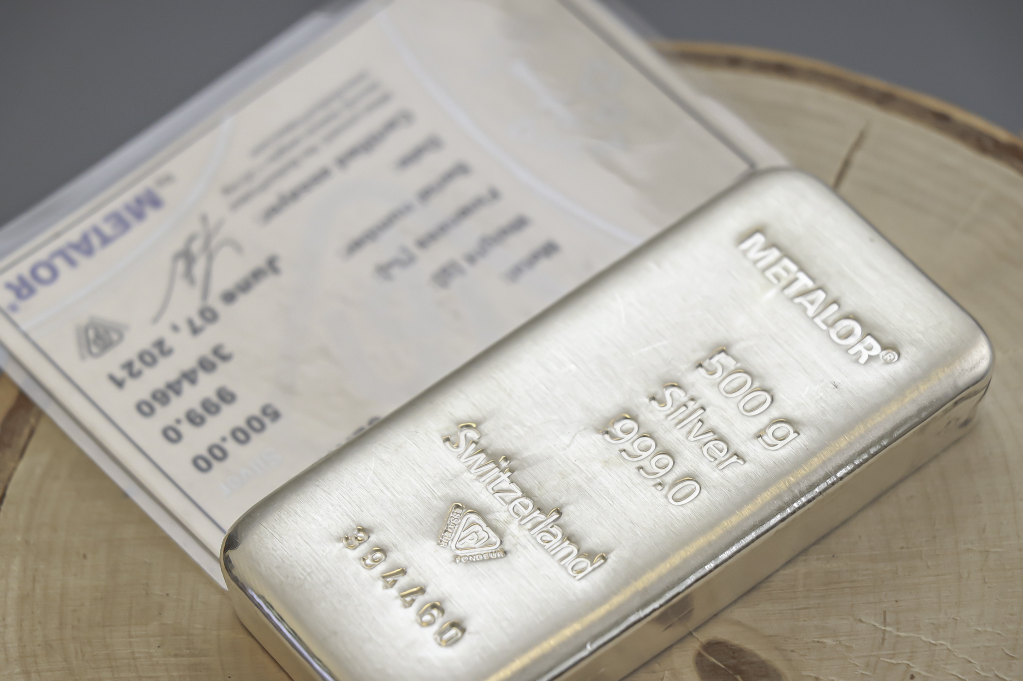 Metalor sølvbarre 500g