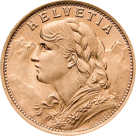 Vreneli 20 francs guldmønt