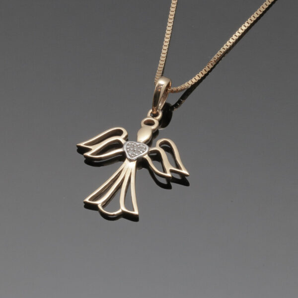 Halskæde med engel vedhæng i 14 karat guld