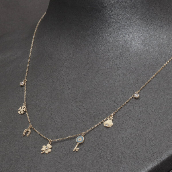 Halskæde med motiver i 14 karat guld