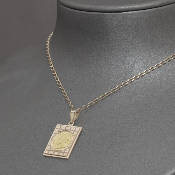 Halskæde med 1-10oz Krugerrand guldmønt vedhæng i 9 karat guld