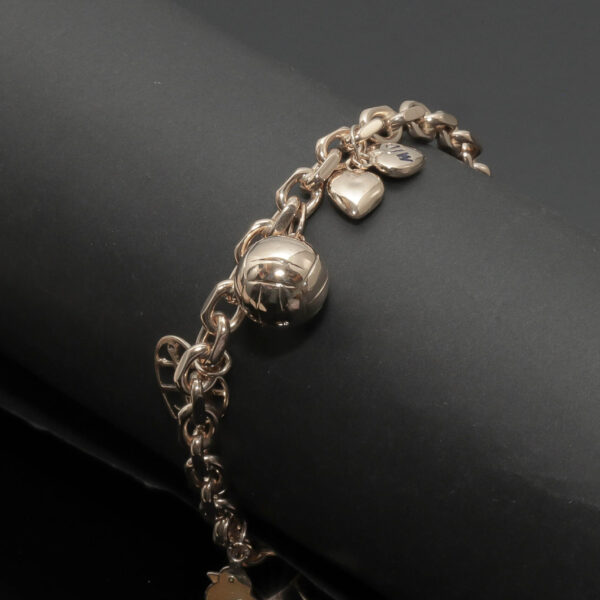 Anker armlænke med charms i 14 karat guld