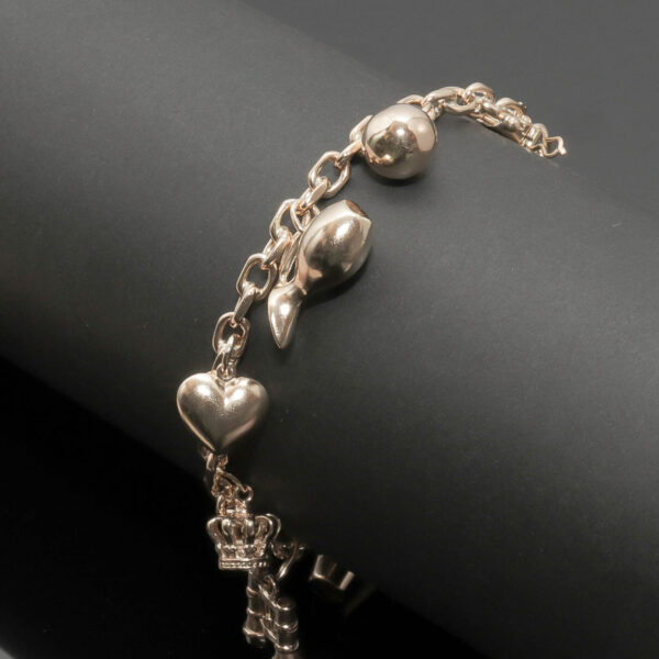 Anker armlænke med charms i 14 karat guld