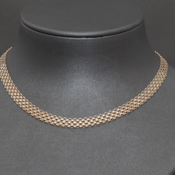 Flad flettet halskæde i 14 karat guld