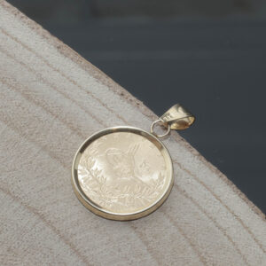 Vedhæng med resat guldmønt i 22 karat guld & ramme i 14 karat guld